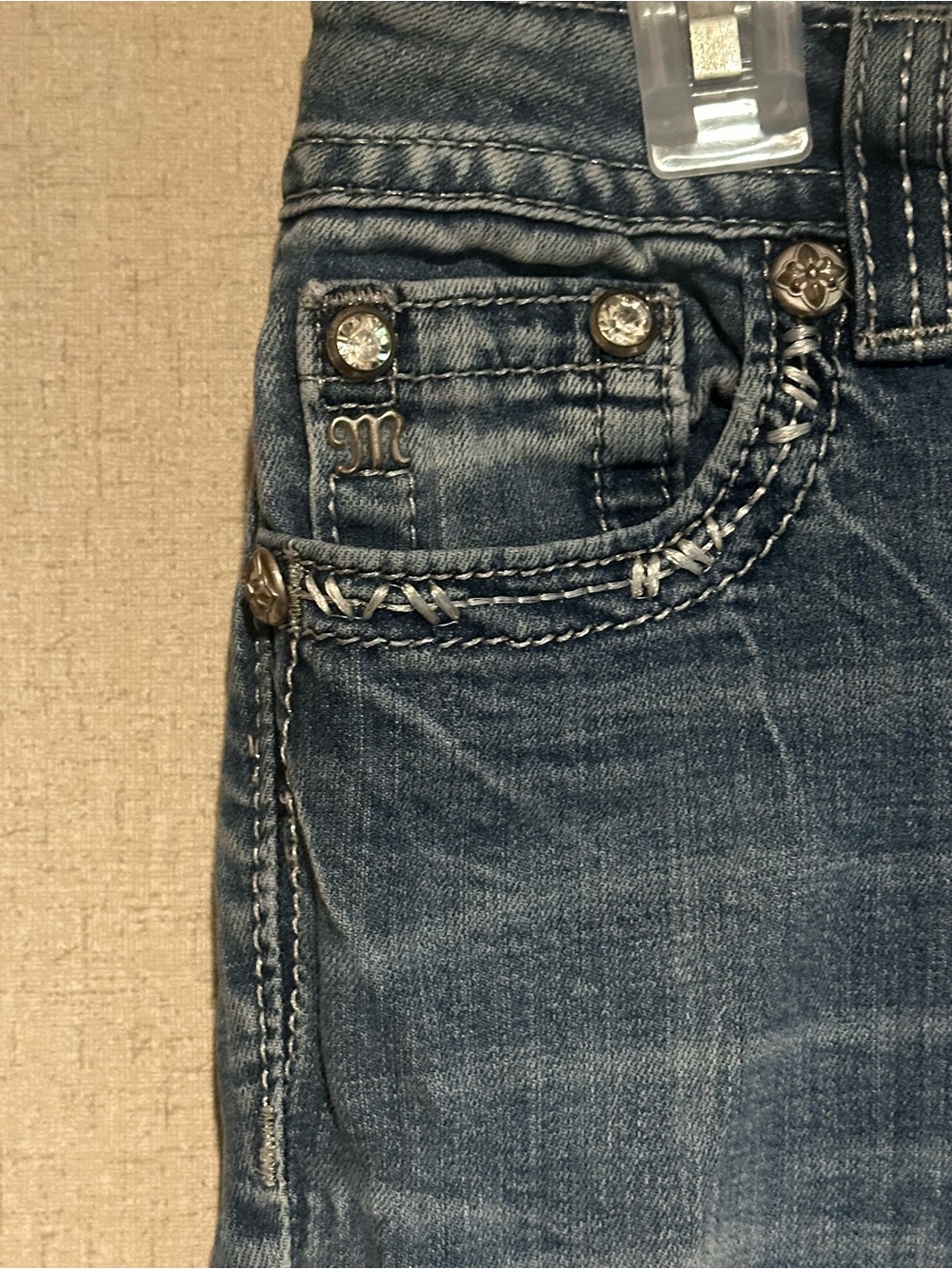 Miss Me Size 28 Rhinestone Embellished Signature Skinny Jeans Bling Studded - Picture 3 of 6
